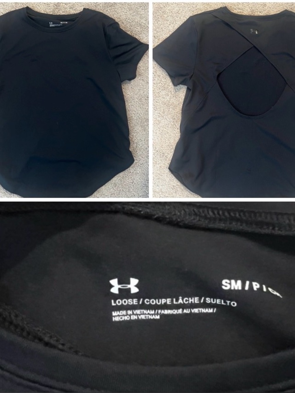 NWOT - Under Armour Women’s Black Open Back Shirt, Size Small